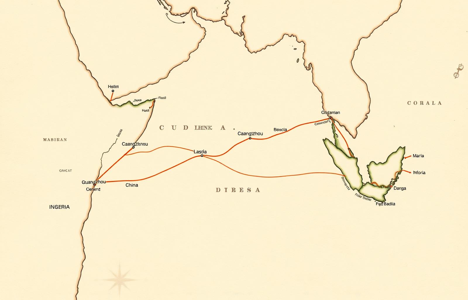 Guangzhou to Lagos corridor map
