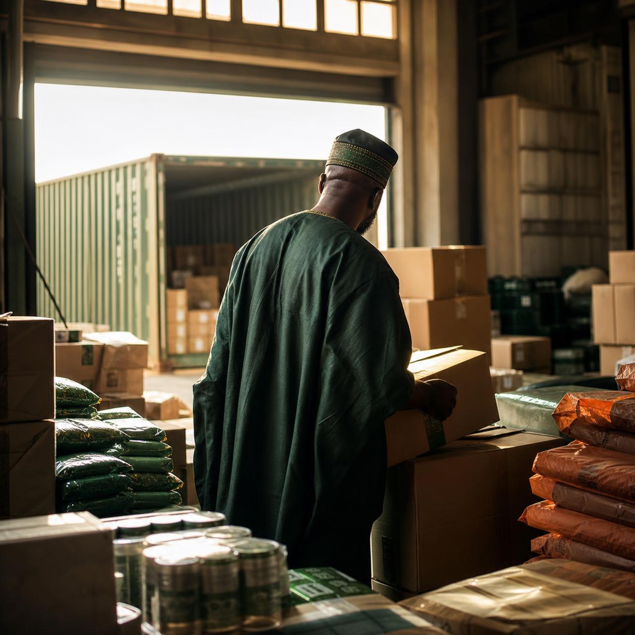 Nigerian merchant receiving goods from a China shipment